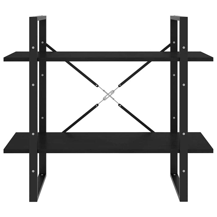 Bibliotecă cu 2 rafturi, negru, 80x30x70 cm, lemn masiv de pin - WALTI WALTI