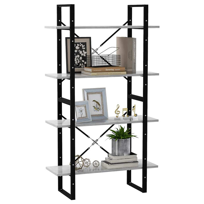 Bibliotecă cu 4 rafturi, gri beton, 80x30x140 cm, PAL - WALTI WALTI