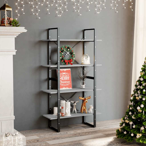 Bibliotecă cu 4 rafturi, gri beton, 80x30x140 cm, PAL - WALTI WALTI
