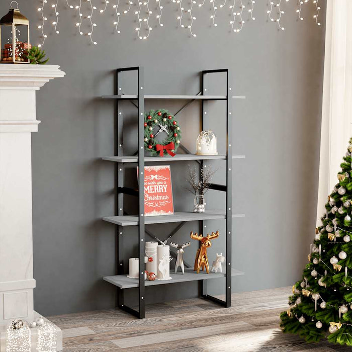 Bibliotecă cu 4 rafturi, gri beton, 80x30x140 cm, PAL - WALTI WALTI