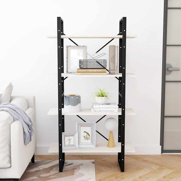 Bibliotecă cu 4 rafturi, alb, 80x30x140 cm, lemn masiv de pin - WALTI WALTI