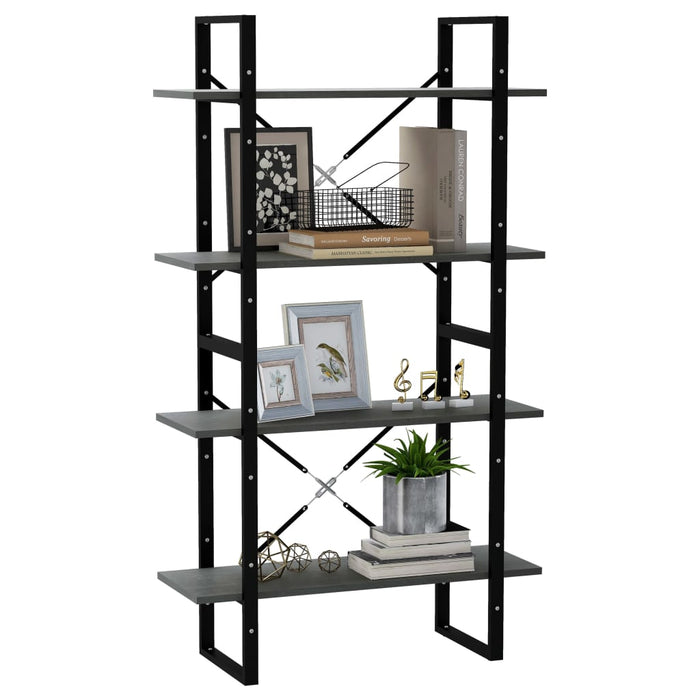 Bibliotecă cu 4 rafturi, gri, 80x30x140 cm, lemn masiv de pin - WALTI WALTI
