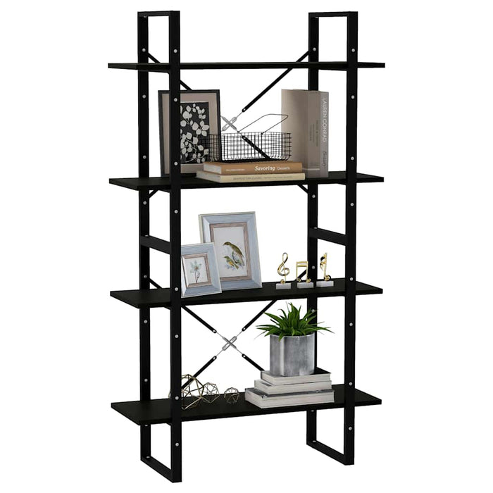 Bibliotecă cu 4 rafturi, negru, 80x30x140 cm, lemn masiv de pin - WALTI WALTI