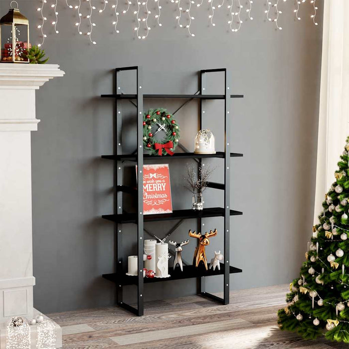 Bibliotecă cu 4 rafturi, negru, 80x30x140 cm, lemn masiv de pin - WALTI WALTI