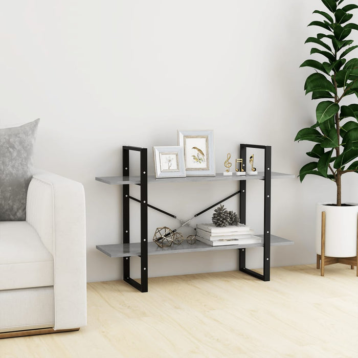 Bibliotecă cu 2 rafturi, gri beton, 100x30x70 cm, PAL - WALTI WALTI