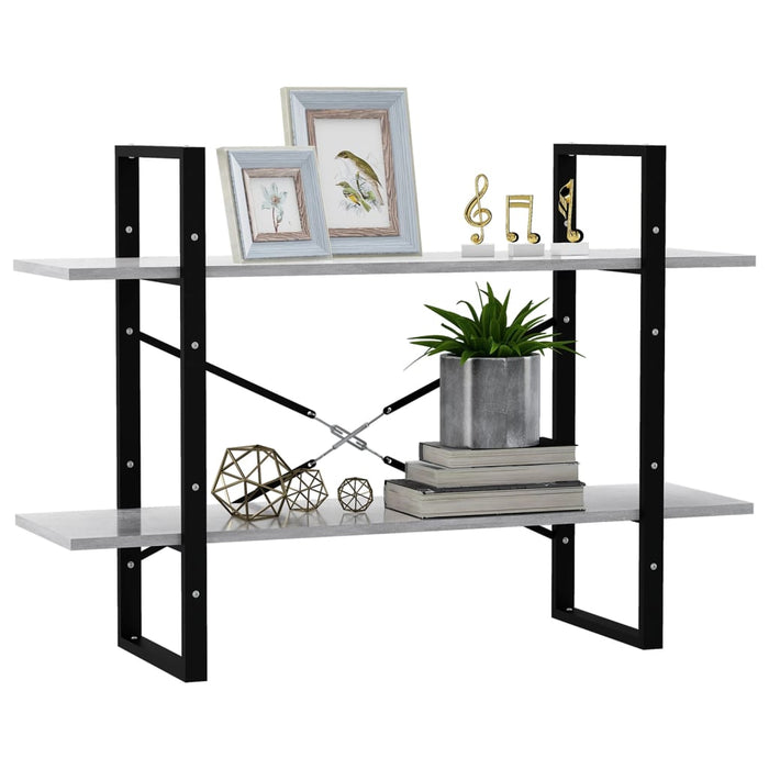Bibliotecă cu 2 rafturi, gri beton, 100x30x70 cm, PAL - WALTI WALTI