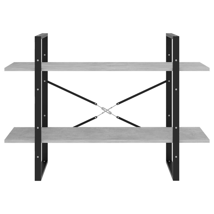 Bibliotecă cu 2 rafturi, gri beton, 100x30x70 cm, PAL - WALTI WALTI