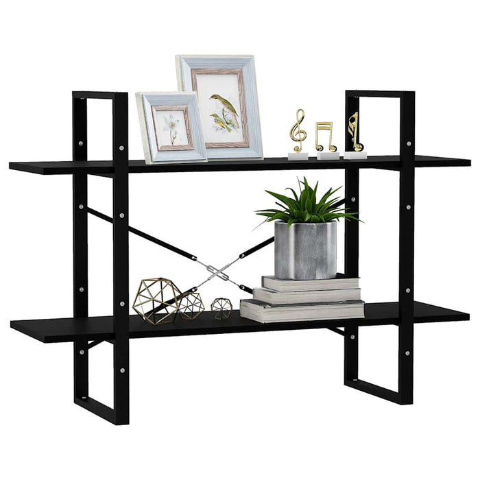 Bibliotecă cu 2 rafturi, 100x30x70 cm, negru, lemn masiv de pin - WALTI WALTI