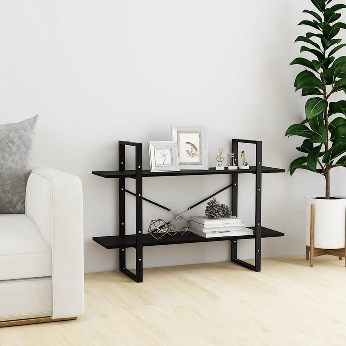 Bibliotecă cu 2 rafturi, 100x30x70 cm, negru, lemn masiv de pin - WALTI WALTI