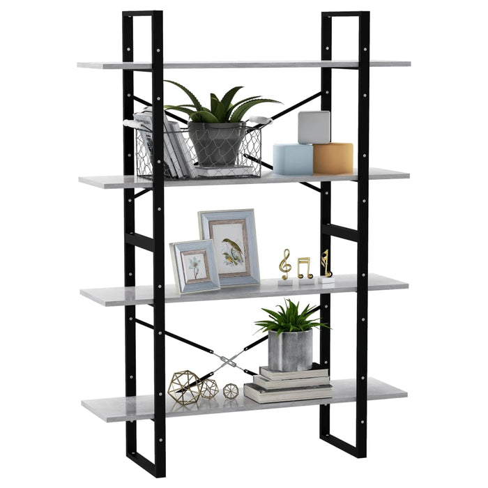 Bibliotecă, 4 rafturi, gri beton, 100x30x140cm, lemn prelucrat - WALTI WALTI