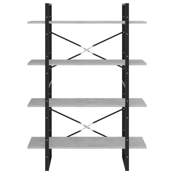 Bibliotecă, 4 rafturi, gri beton, 100x30x140cm, lemn prelucrat - WALTI WALTI