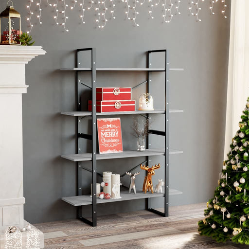 Bibliotecă, 4 rafturi, gri beton, 100x30x140cm, lemn prelucrat - WALTI WALTI