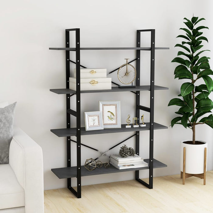 Bibliotecă cu 4 rafturi, gri, 100x30x140 cm, lemn masiv de pin - WALTI WALTI
