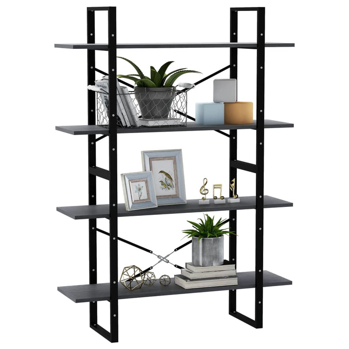Bibliotecă cu 4 rafturi, gri, 100x30x140 cm, lemn masiv de pin - WALTI WALTI