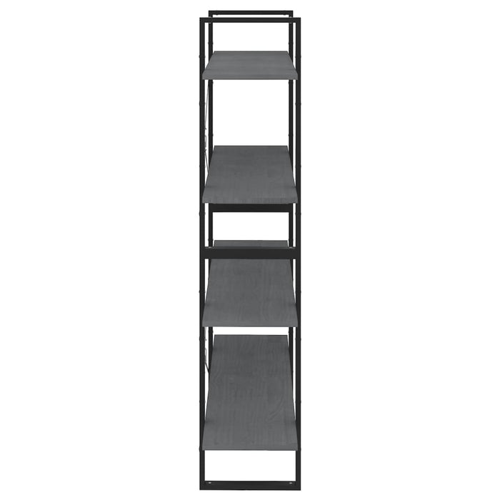 Bibliotecă cu 4 rafturi, gri, 100x30x140 cm, lemn masiv de pin - WALTI WALTI