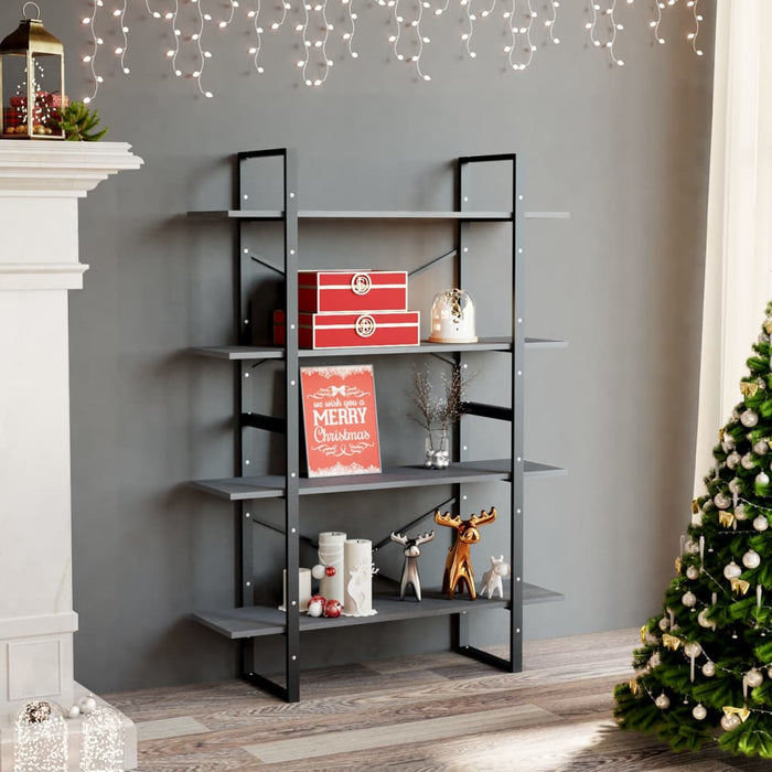 Bibliotecă cu 4 rafturi, gri, 100x30x140 cm, lemn masiv de pin - WALTI WALTI