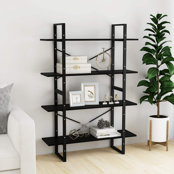 Bibliotecă cu 4 rafturi, negru, 100x30x140 cm, lemn masiv pin - WALTI WALTI