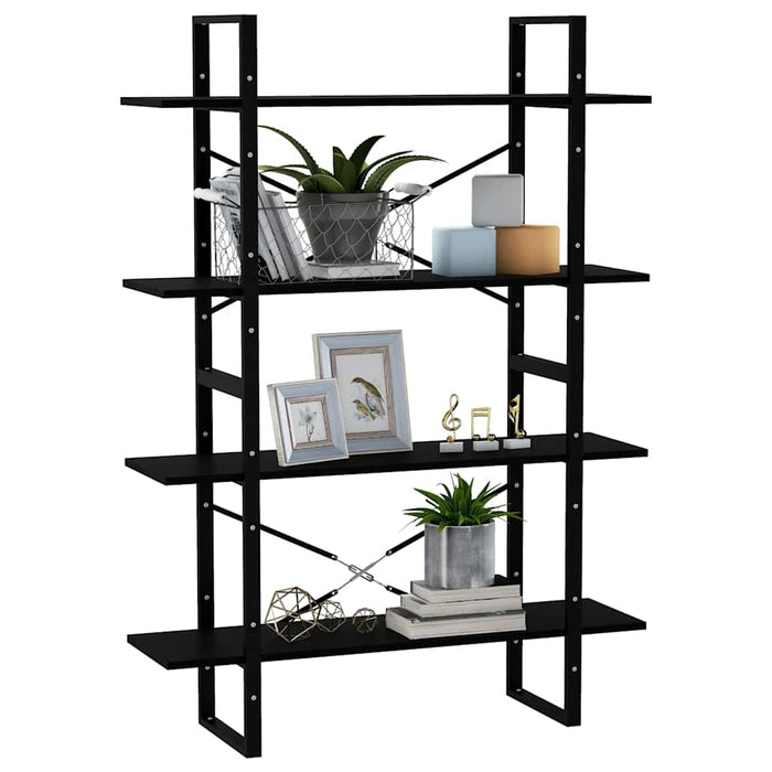Bibliotecă cu 4 rafturi, negru, 100x30x140 cm, lemn masiv pin - WALTI WALTI