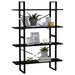 Bibliotecă cu 4 rafturi, negru, 100x30x140 cm, lemn masiv pin - WALTI WALTI