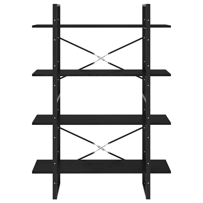 Bibliotecă cu 4 rafturi, negru, 100x30x140 cm, lemn masiv pin - WALTI WALTI