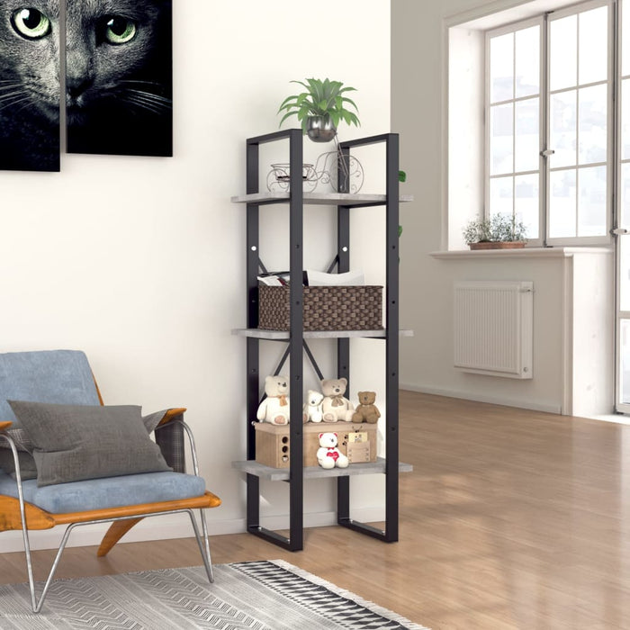 Bibliotecă cu 3 rafturi, gri beton, 40x30x105 cm, PAL - WALTI WALTI
