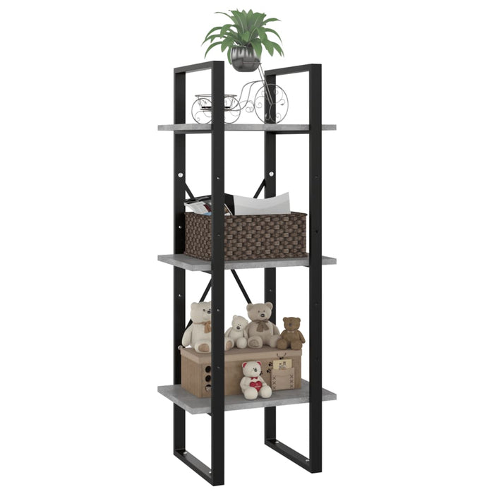 Bibliotecă cu 3 rafturi, gri beton, 40x30x105 cm, PAL - WALTI WALTI
