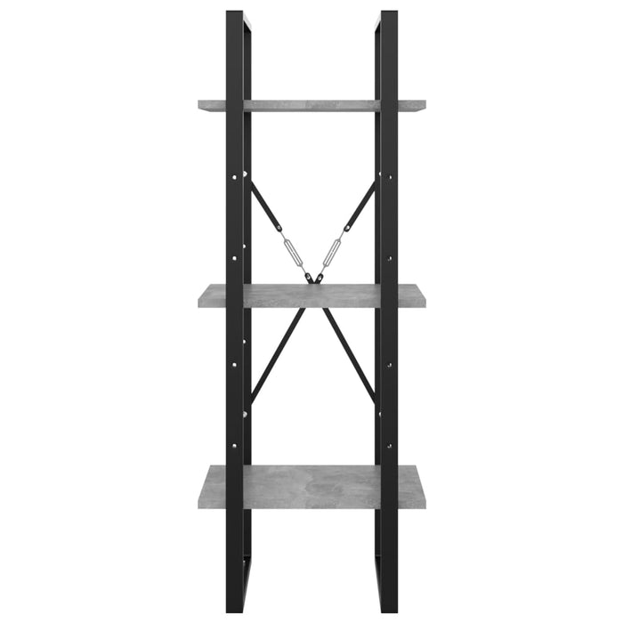 Bibliotecă cu 3 rafturi, gri beton, 40x30x105 cm, PAL - WALTI WALTI