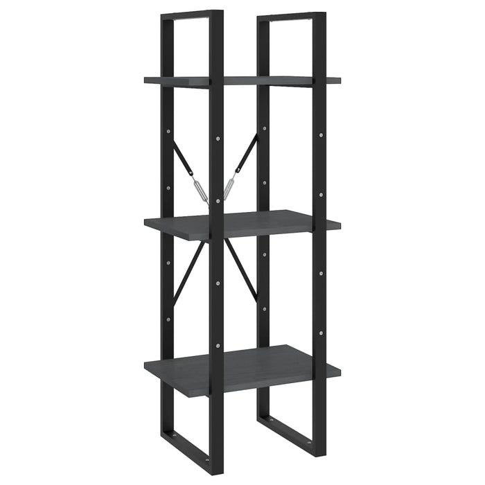Bibliotecă cu 3 rafturi, gri, 40x30x105 cm, lemn masiv de pin - WALTI WALTI