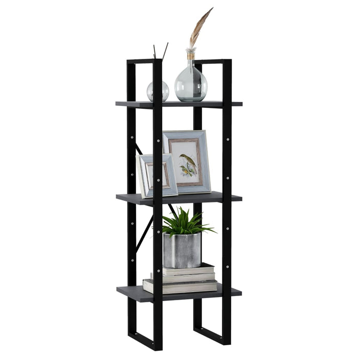 Bibliotecă cu 3 rafturi, gri, 40x30x105 cm, lemn masiv de pin - WALTI WALTI