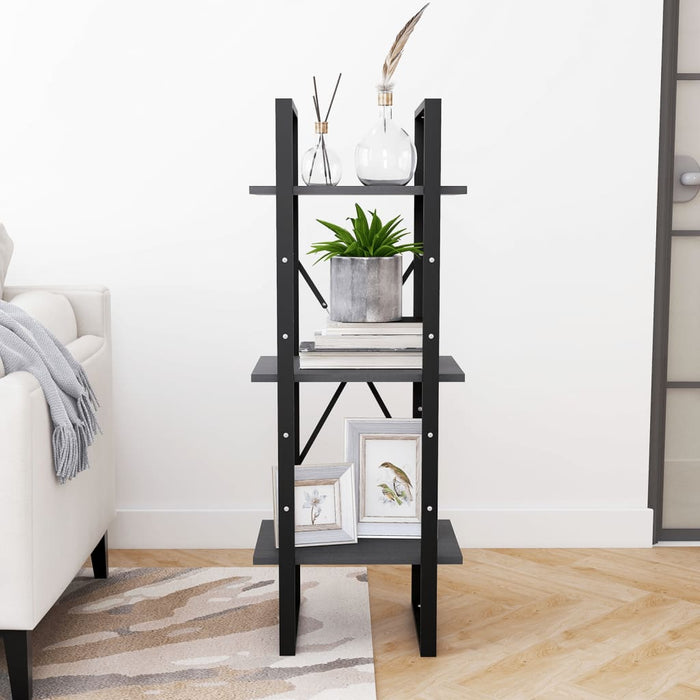 Bibliotecă cu 3 rafturi, gri, 40x30x105 cm, lemn masiv de pin - WALTI WALTI