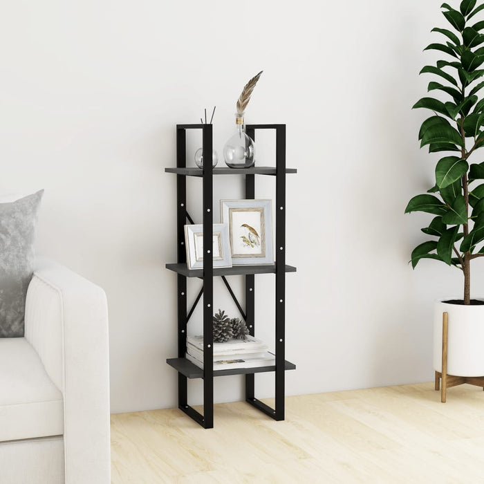Bibliotecă cu 3 rafturi, gri, 40x30x105 cm, lemn masiv de pin - WALTI WALTI