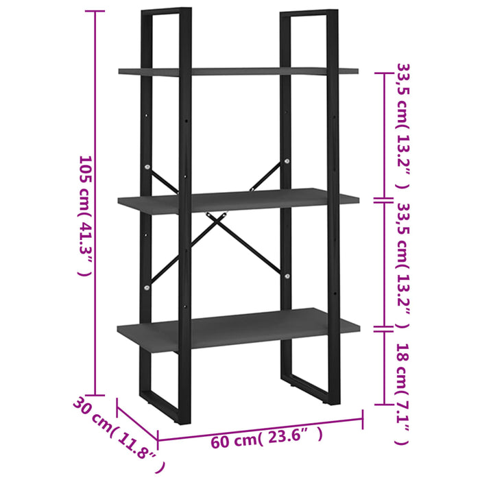 Raft de depozitare, gri, 60x30x105 cm, PAL - WALTI WALTI