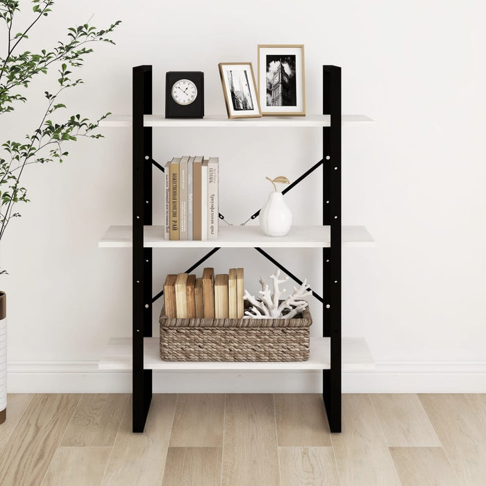 Bibliotecă cu 3 rafturi, alb, 80x30x105 cm, lemn masiv de pin - WALTI WALTI