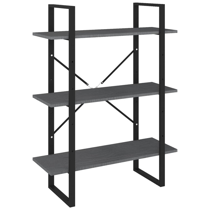 Bibliotecă cu 3 rafturi, gri, 80x30x105 cm, lemn masiv de pin - WALTI WALTI