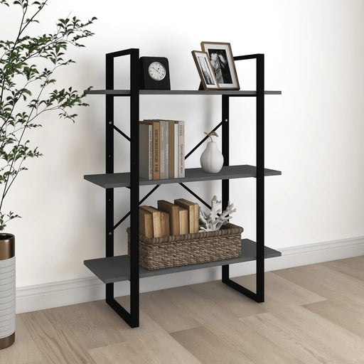 Bibliotecă cu 3 rafturi, gri, 80x30x105 cm, lemn masiv de pin - WALTI WALTI