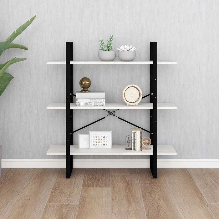 Bibliotecă cu 3 rafturi, alb, 100x30x105 cm, lemn masiv de pin - WALTI WALTI