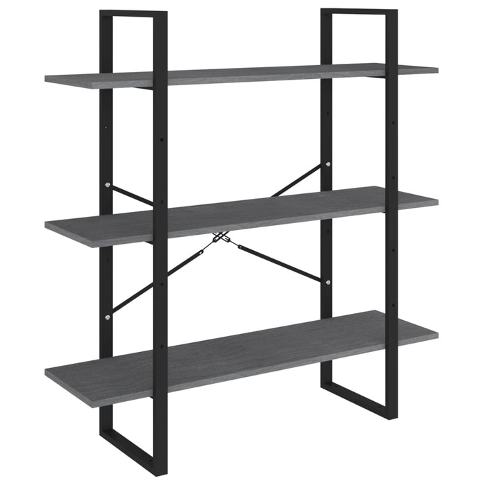 Bibliotecă cu 3 rafturi, gri, 100x30x105 cm, lemn masiv de pin - WALTI WALTI