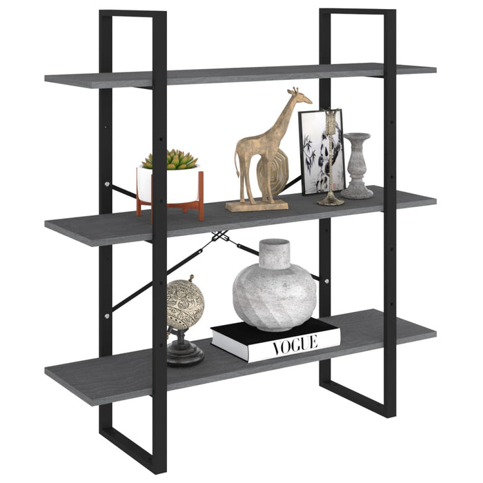 Bibliotecă cu 3 rafturi, gri, 100x30x105 cm, lemn masiv de pin - WALTI WALTI