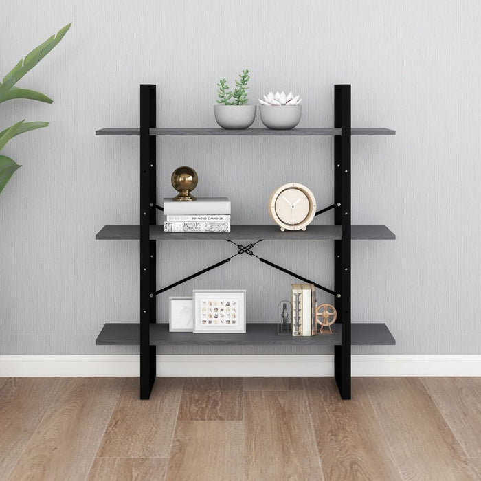 Bibliotecă cu 3 rafturi, gri, 100x30x105 cm, lemn masiv de pin - WALTI WALTI