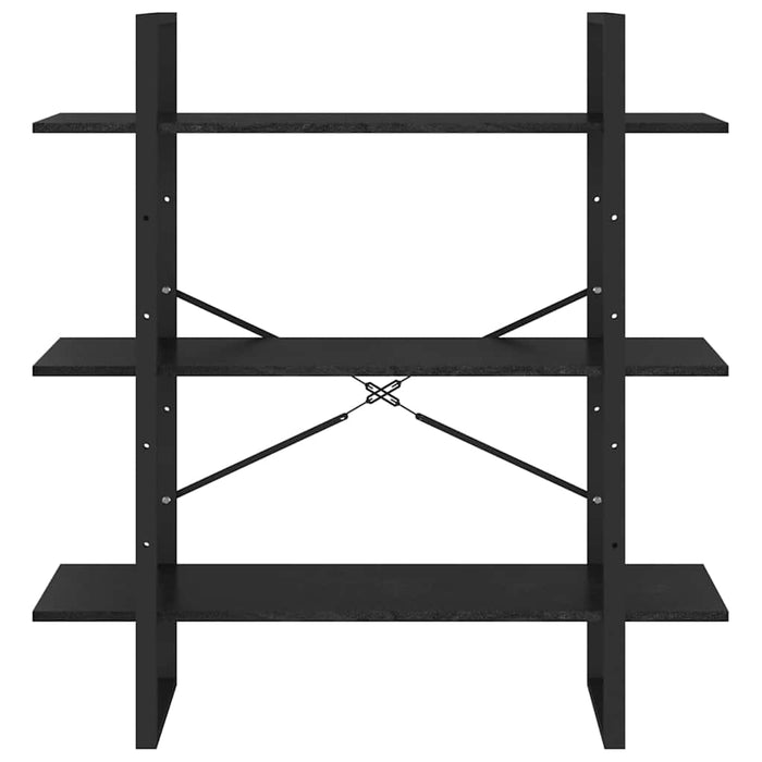 Bibliotecă cu 3 rafturi, negru, 100x30x105 cm, lemn masiv pin WALTI