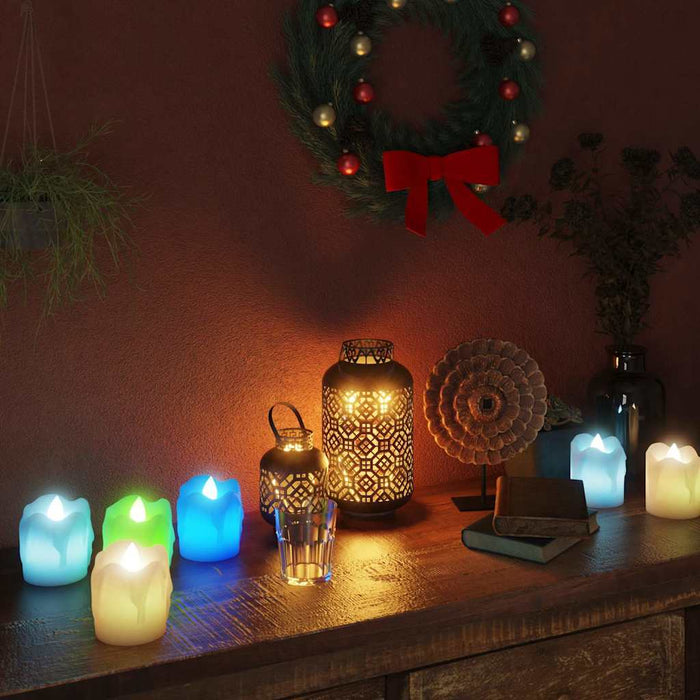Lumânări pastile electrice fără flacără cu LED 24 buc. colorate WALTI