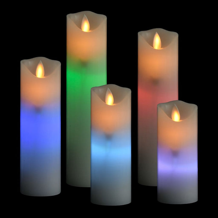Set lumânări electrice cu LED și telecomandă, 5 buc., colorat WALTI