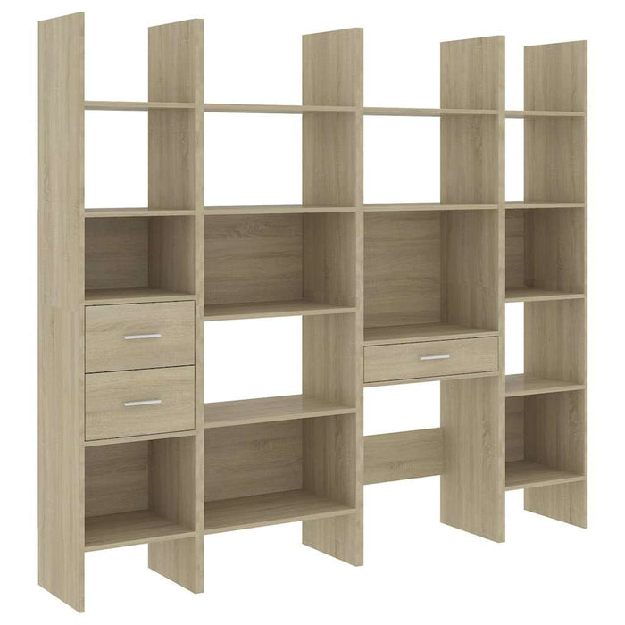 Set dulap bibliotecă, 4 piese, stejar sonoma, lemn prelucrat WALTI