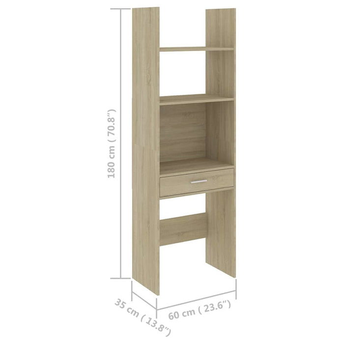 Set dulap bibliotecă, 4 piese, stejar sonoma, lemn prelucrat WALTI