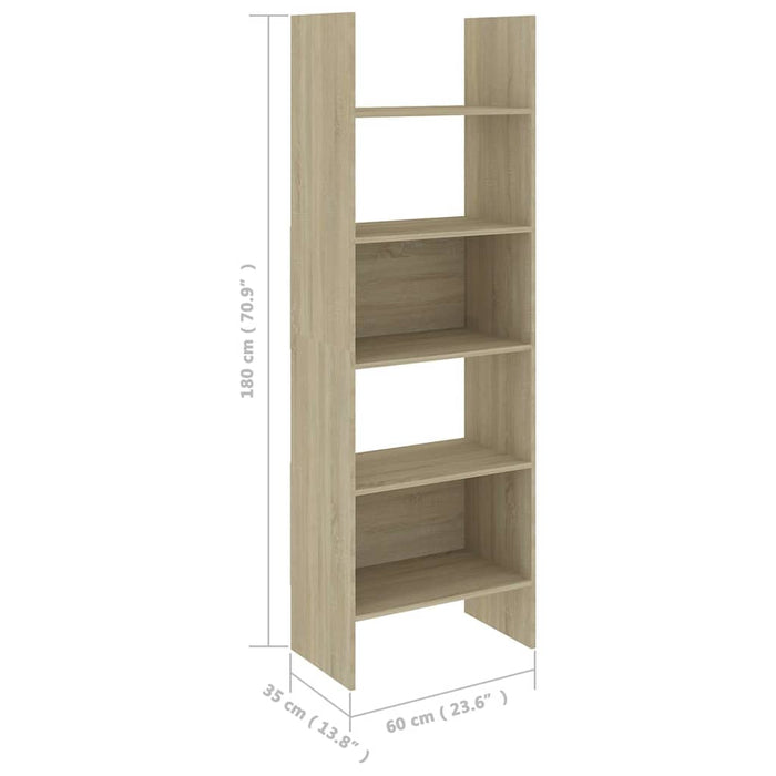 Set dulap bibliotecă, 4 piese, stejar sonoma, lemn prelucrat WALTI