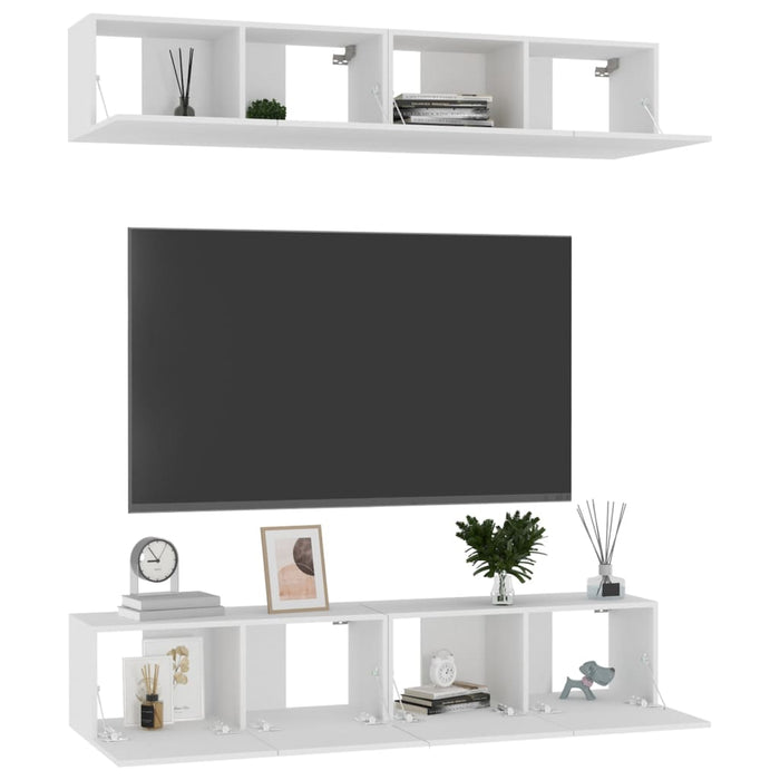 Comode TV, 4 buc., alb, 80x30x30 cm, lemn compozit - WALTI WALTI
