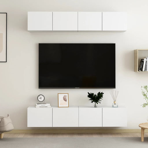 Comode TV, 4 buc., alb, 80x30x30 cm, lemn compozit - WALTI WALTI