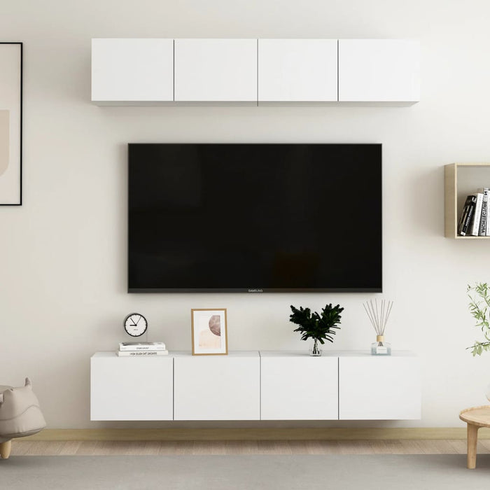 Comode TV, 4 buc., alb, 80x30x30 cm, lemn compozit - WALTI WALTI