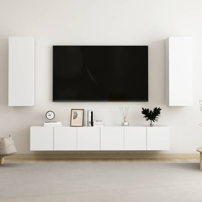 Set dulap TV, 5 piese, alb, lemn prelucrat - WALTI WALTI