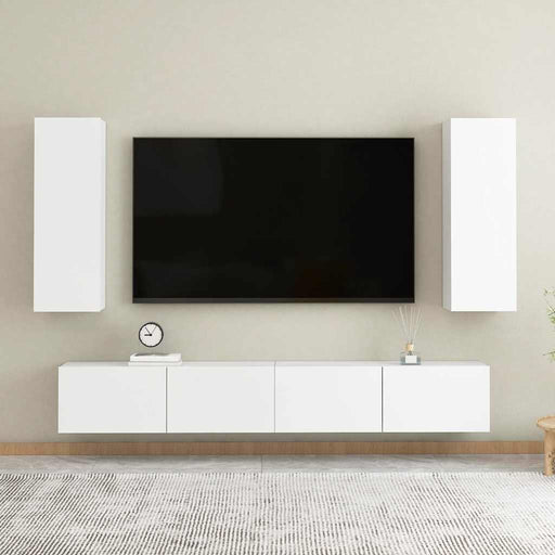 Set dulapuri TV, 4 piese, alb, lemn prelucrat - WALTI WALTI